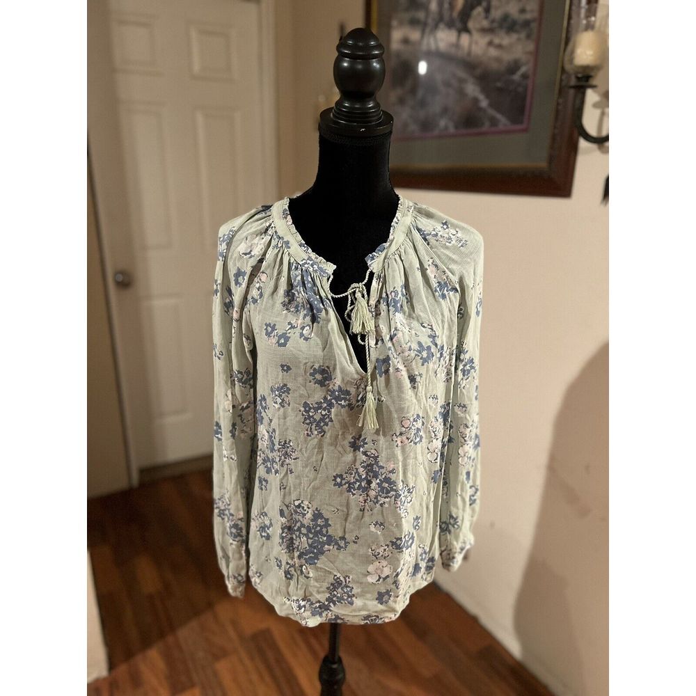 Lucky Brand ladies top XS blouse sheer material mint green